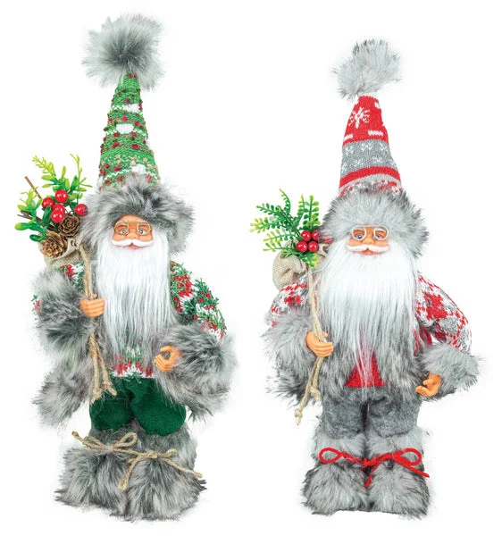 BACKWOODS SANTA STANDER 16" Tall Country Christmas Decorations Red and Green