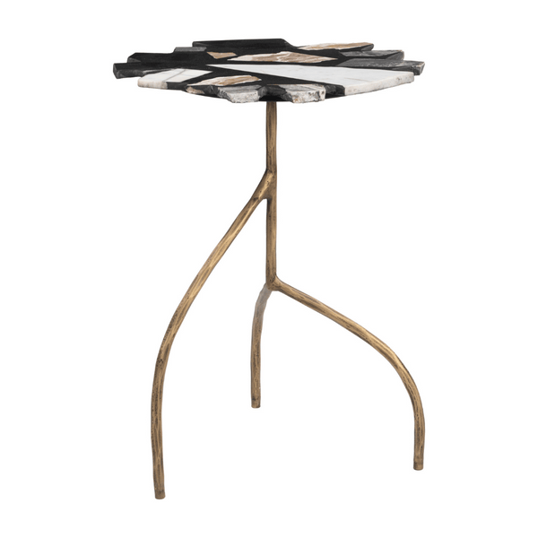Baia Side Table Multicolor | Multi-Toned Finish & Geometric Pedestal Base