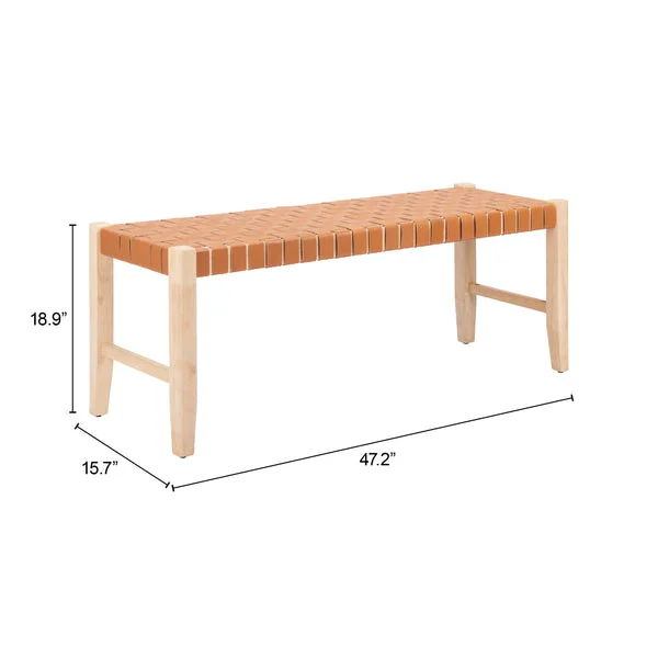 Bandini Tan Leather Bench | Heroic Master Suite Anchor