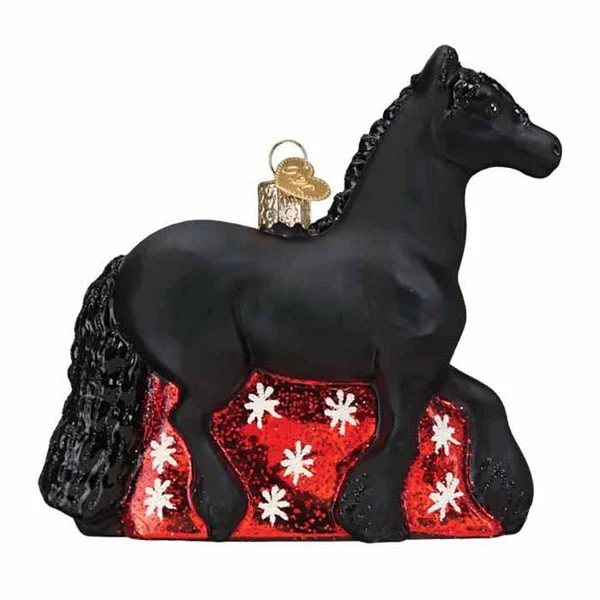 Beautiful Glass Black Friesian Horse Ornament Top Quality