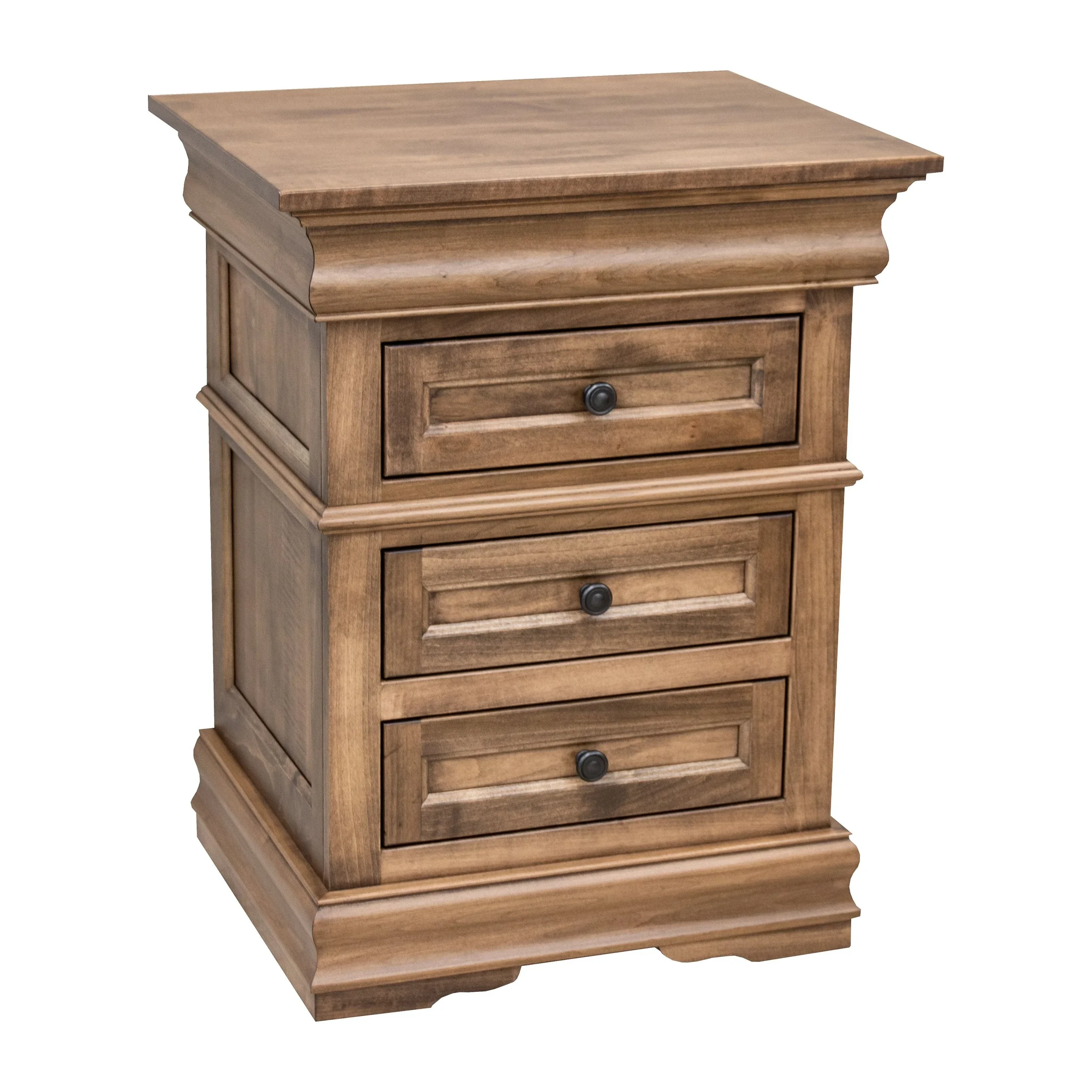 Belmont Maple Wood 3-Drawer Nightstand | CO