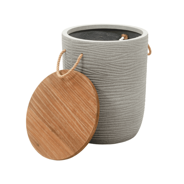 Biban Side Table Natural & Gray | Modern Wood & Stone End Table