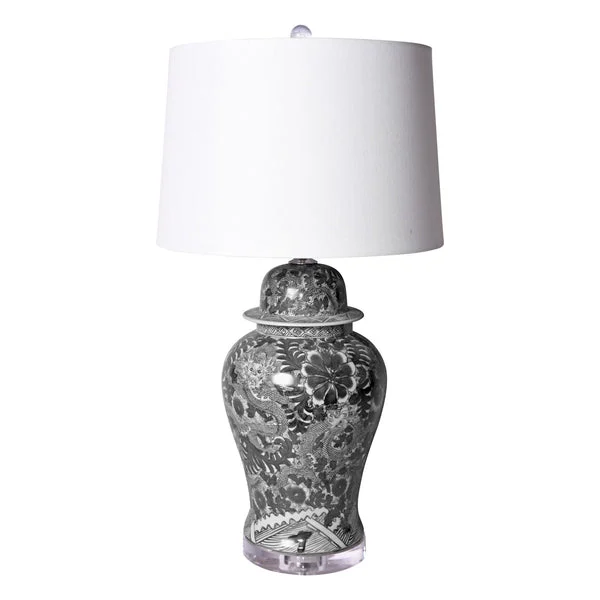 Black Dragon Temple Jar Table Lamp By Legends Of Asia