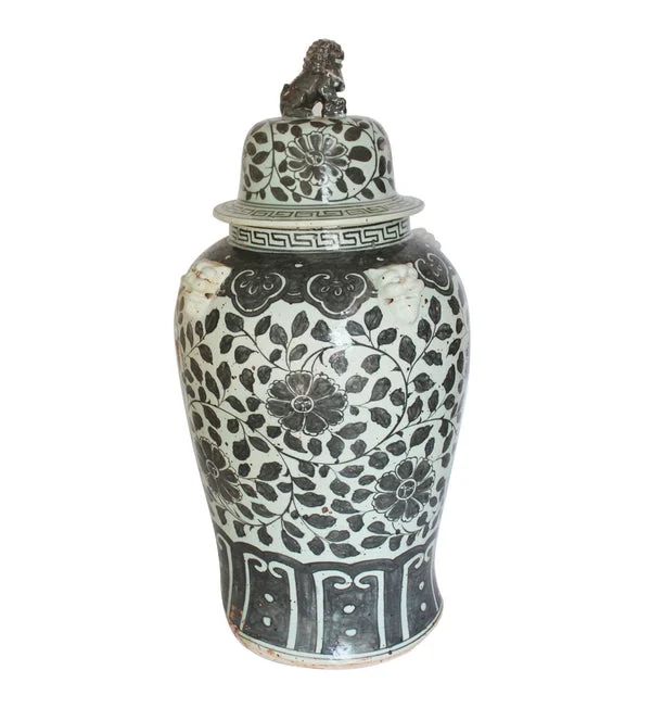 Black Vine Lion Lid Temple Jar Large By Legends Of Asia