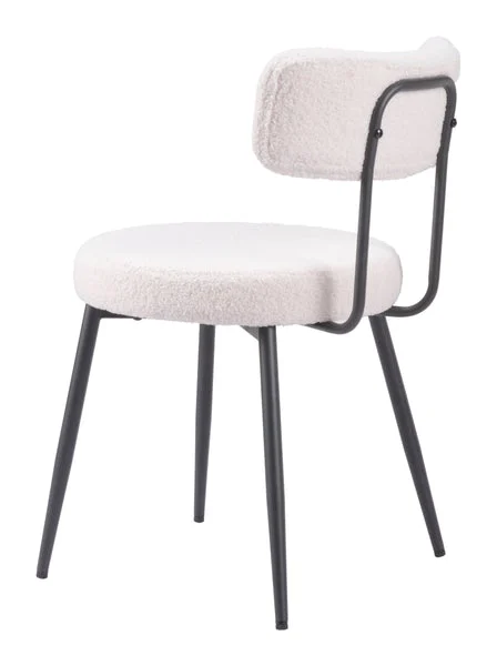 Blanca Dining Chair Ivory - Set of 2 | Ivory Polyester Seating & Black Steel Frame