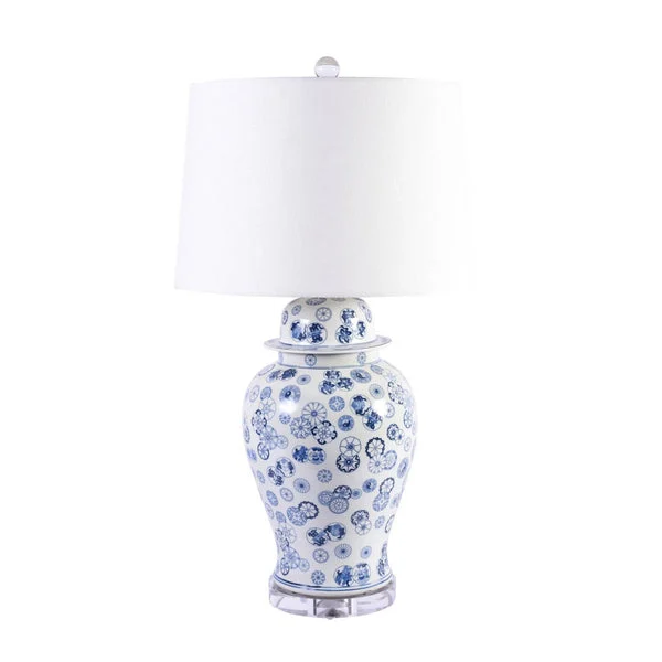 Blue And White Ball Flower Temple Jar Lamp By Legends Of Asia