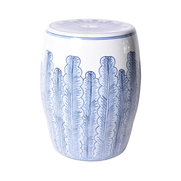 Blue And White Porcelain Banana Leave Garden Stool By Legends Of Asia