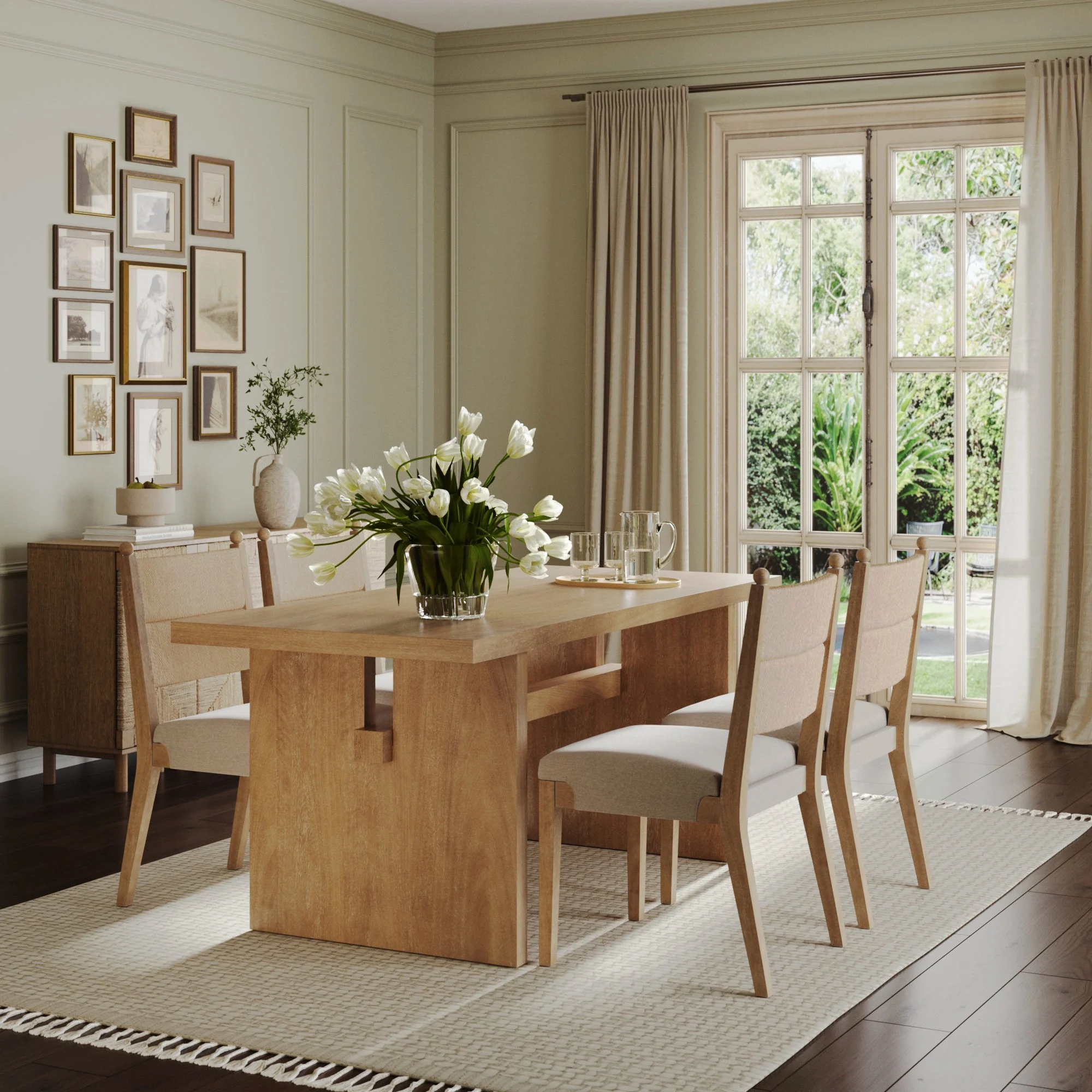 Boho Natural Flax & Seagrass Dining Chair (Set of 4)