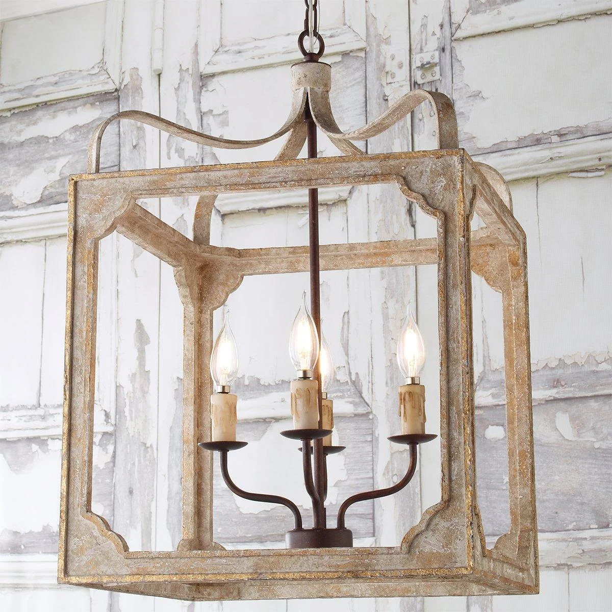 Boho Rustic Cube Chandelier - Large