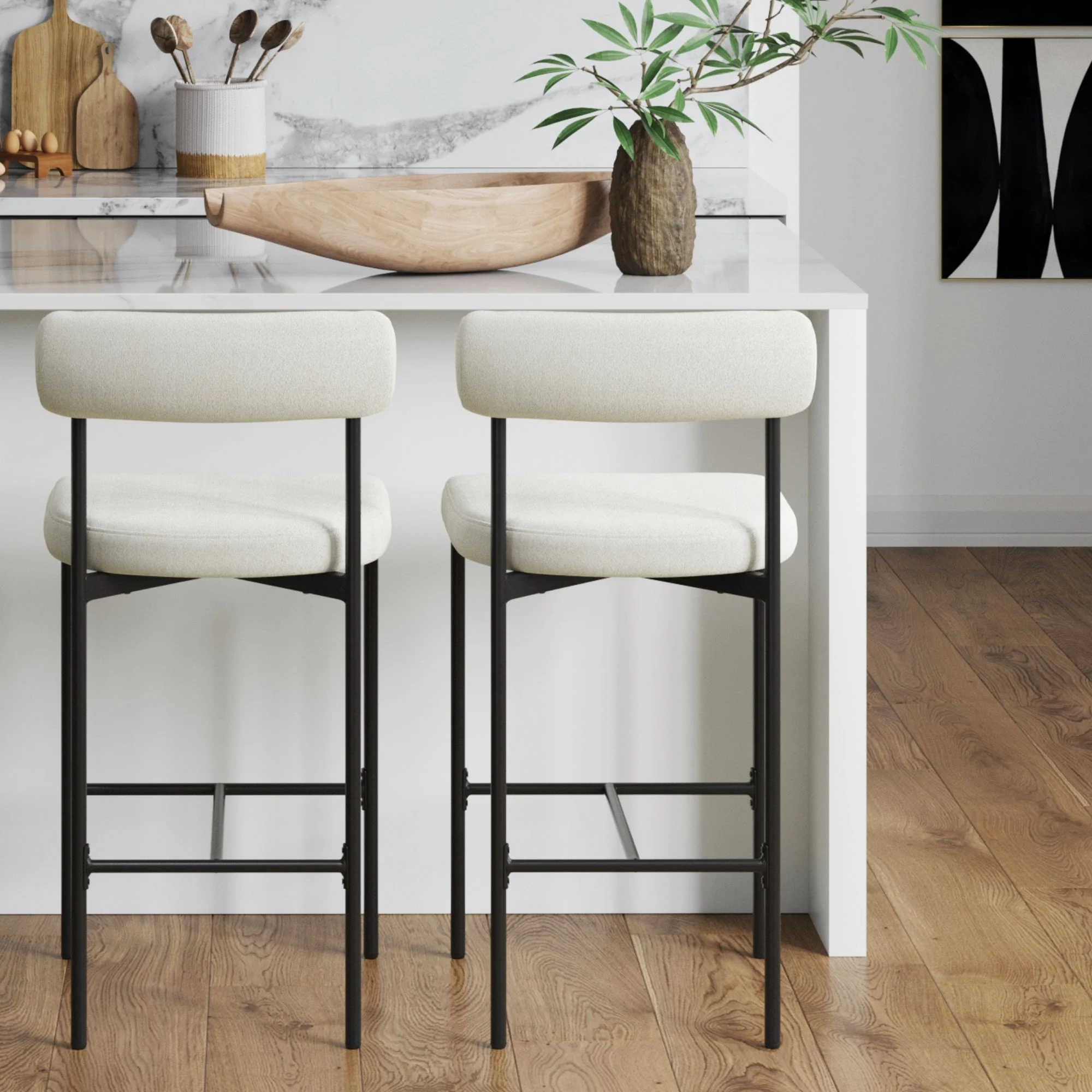 Boucle Counter Height Bar Stools (Set of 2)