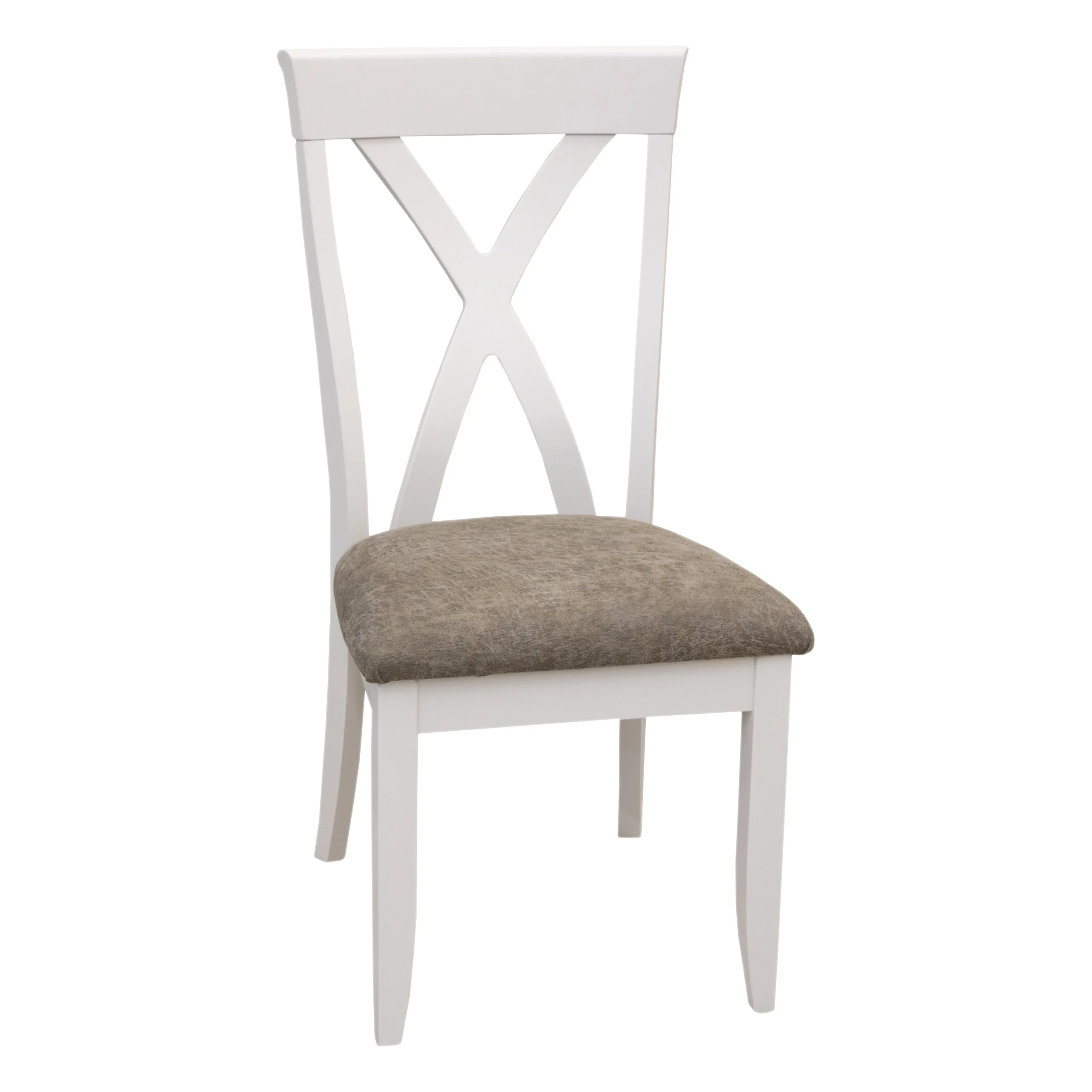 Brooke X Back White Wood Side Dining Chair with Fabric Seat | M-DW