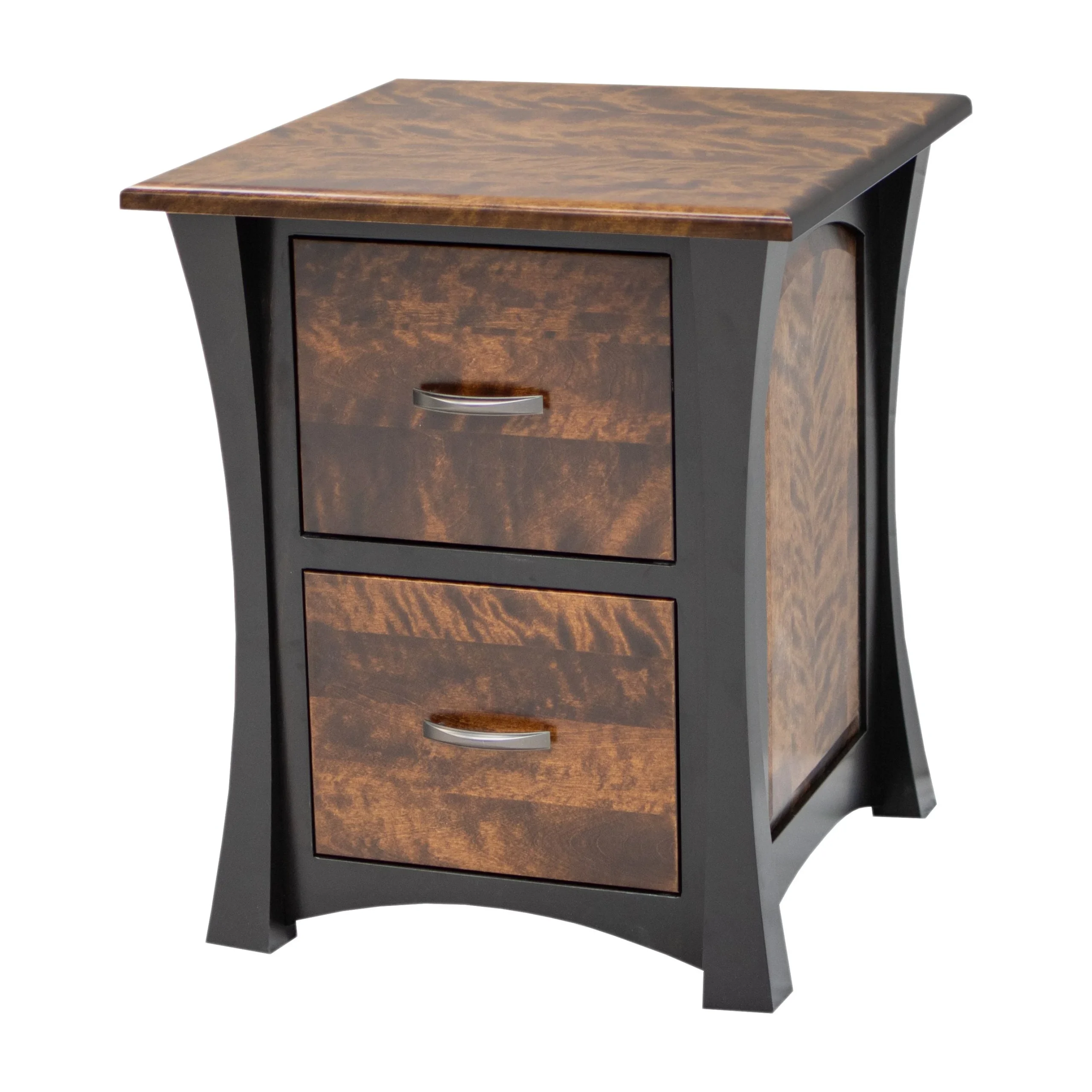 Brooklyn Black & Birch Wood 2-Drawer File Cabinet with Panels | M-EB&BIR-ASB