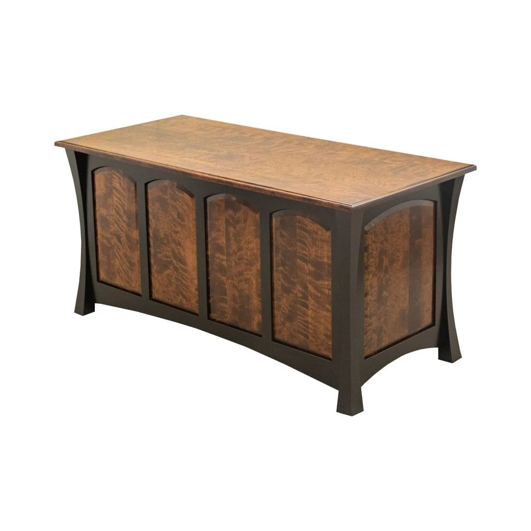 Brooklyn Black & Birch Wood Executive Desk with Panels | M-EB&BIR-ASB