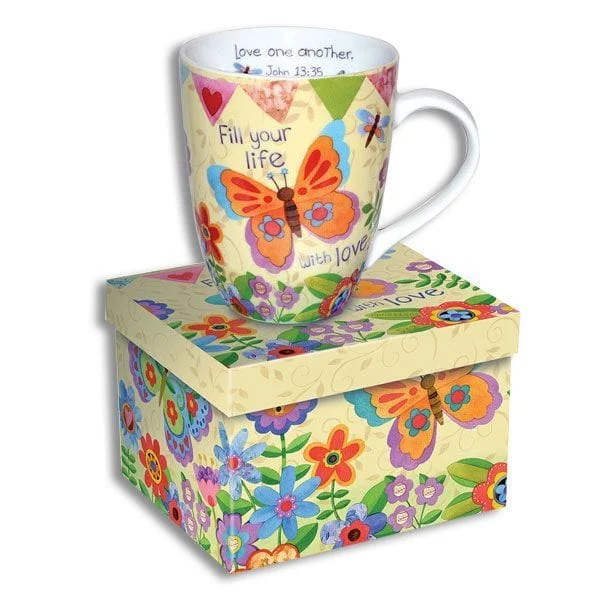 Butterfly Scripture Mug:Fill Your Life with Love John 3:36 *Eph 5:2 *