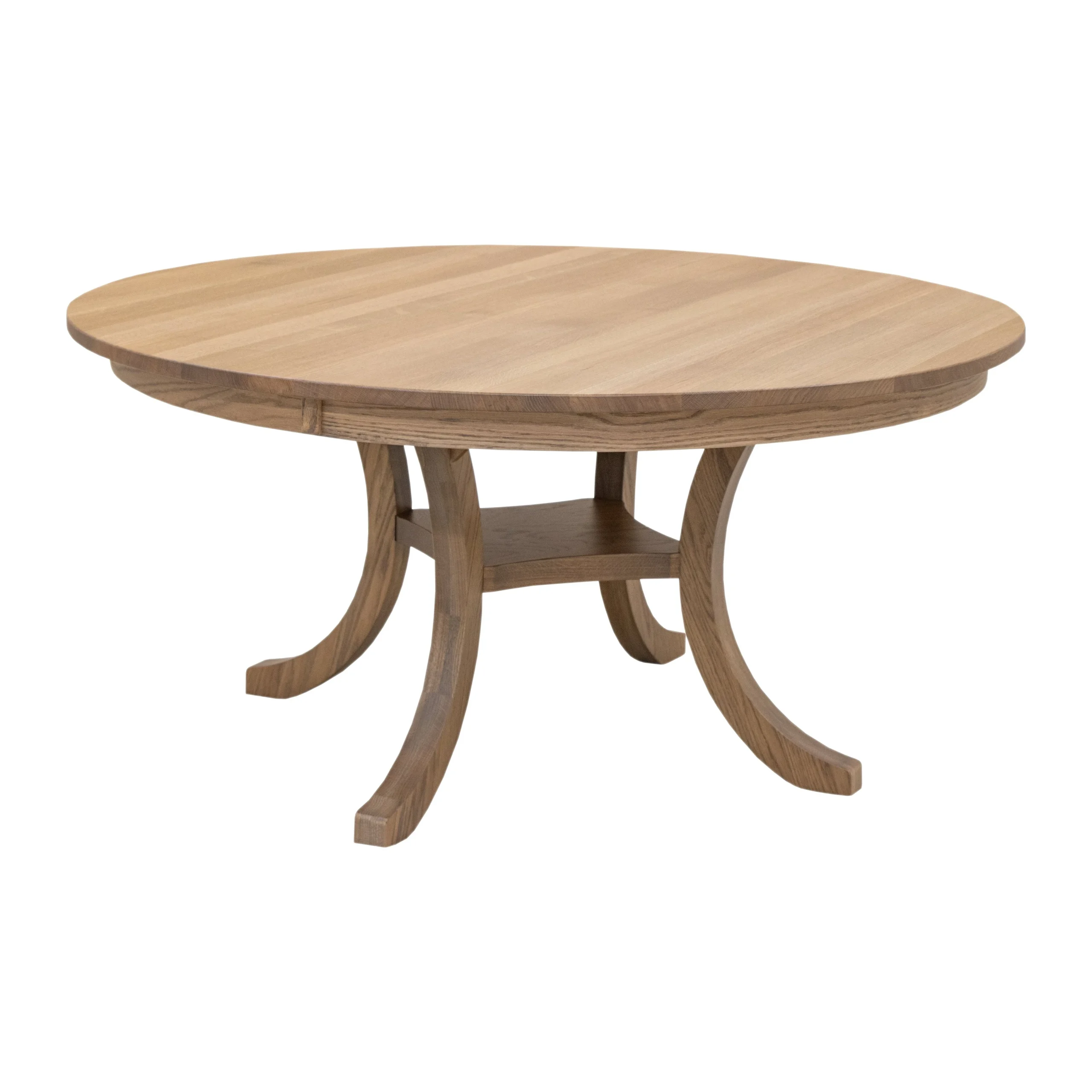 Carlisle Round Single Pedestal White Oak Wood Extending Dining Table | DS