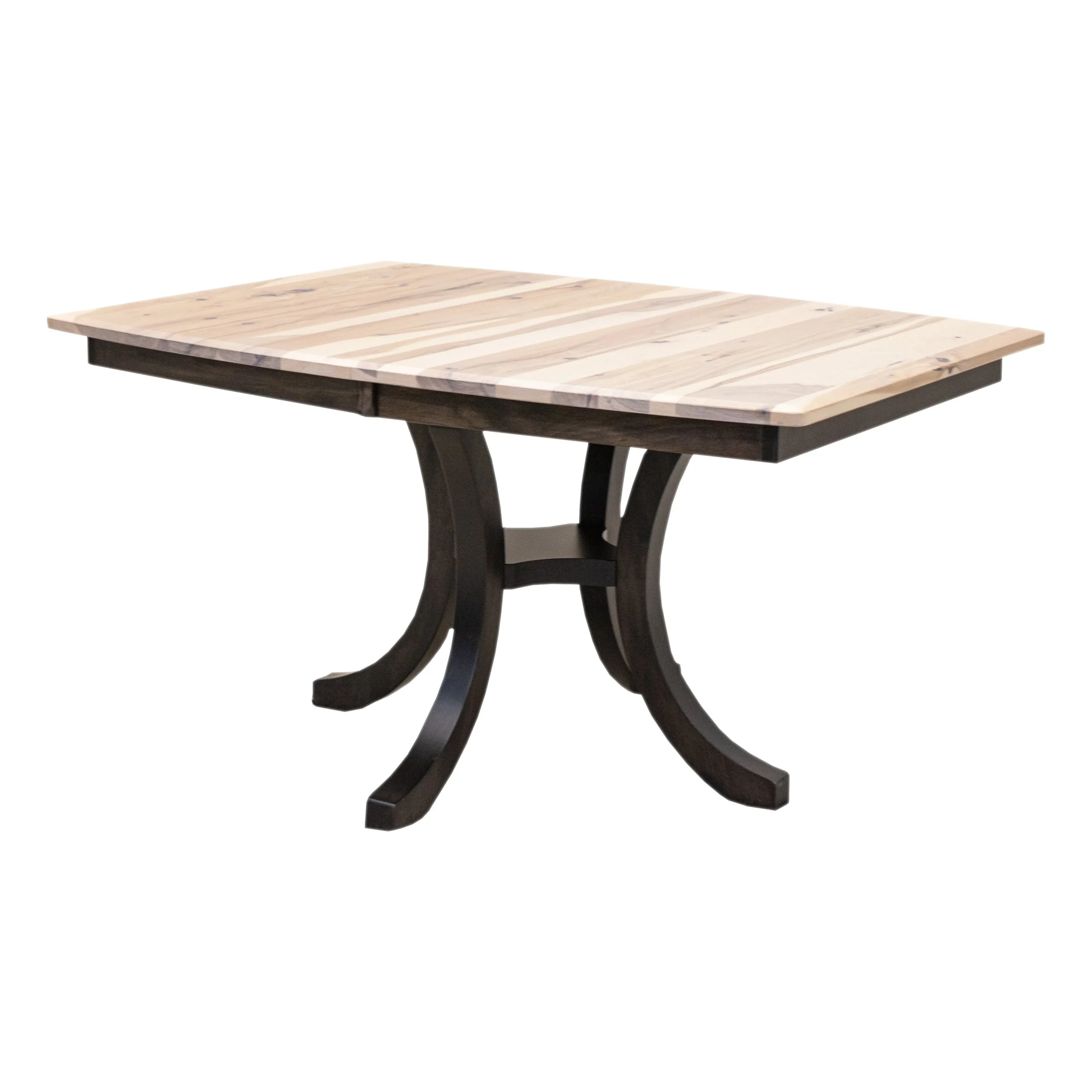 Carlisle Single Pedestal Black & Hickory Wood Extending Dining Table | M-DK&RH-SW