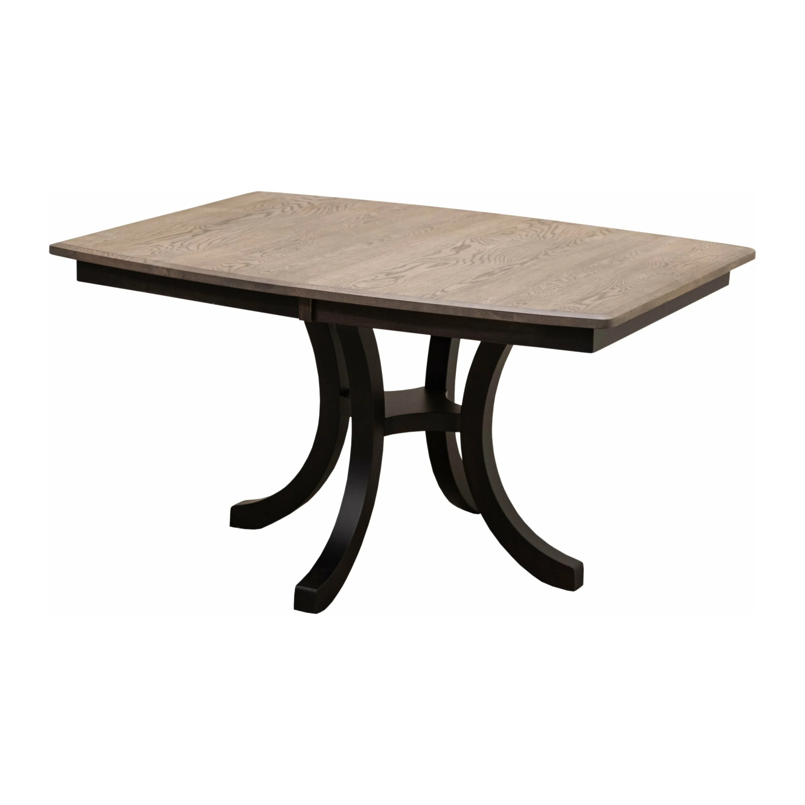 Carlisle Single Pedestal Black & White Oak Wood Extending Dining Table | M-DK&RWO-GRB