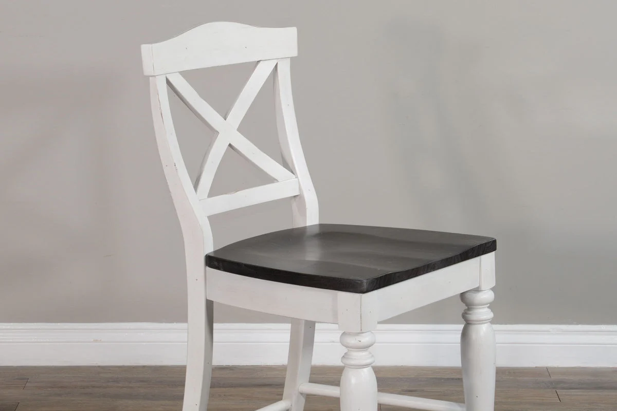 Carriage House - Crossback Barstool - White / Dark Brown