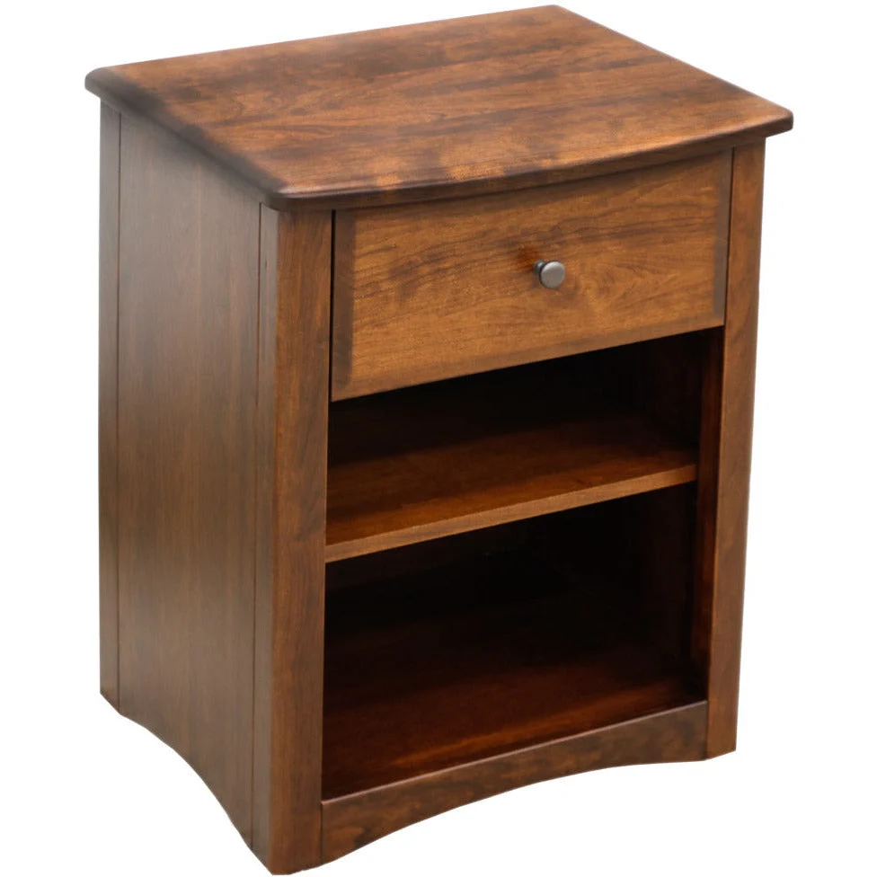 Carrington Cherry Wood 1-Drawer Open Nightstand | GB