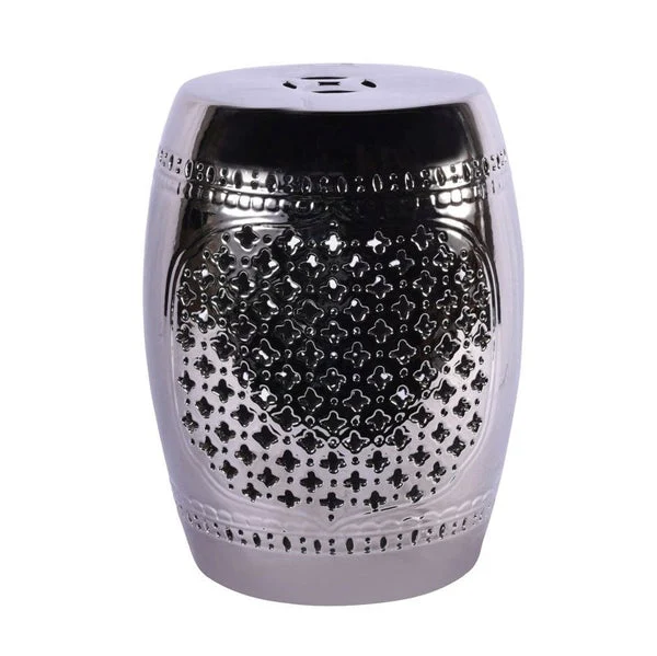 Carved Medallion Garden Stool Silver By Legends Of Asia