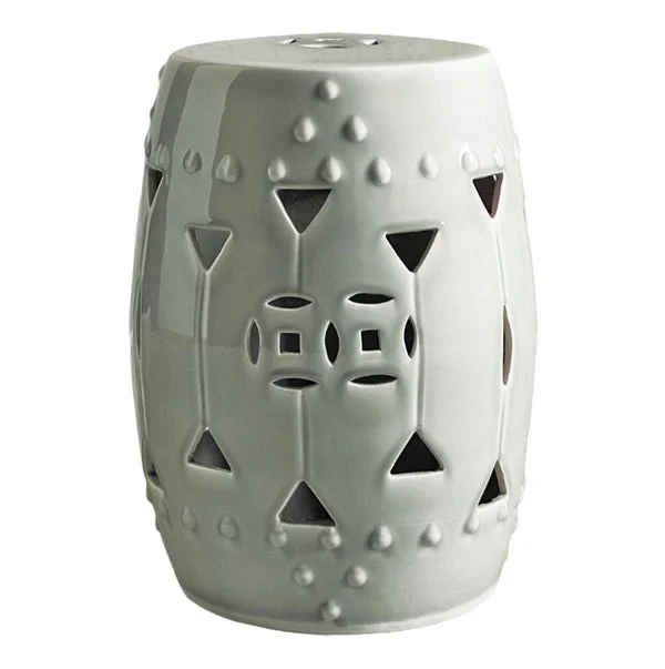 Carved Triangle Round Stool White By Legends Of Asia