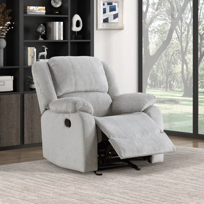 Casual Manual Recliner with Pillow Arms