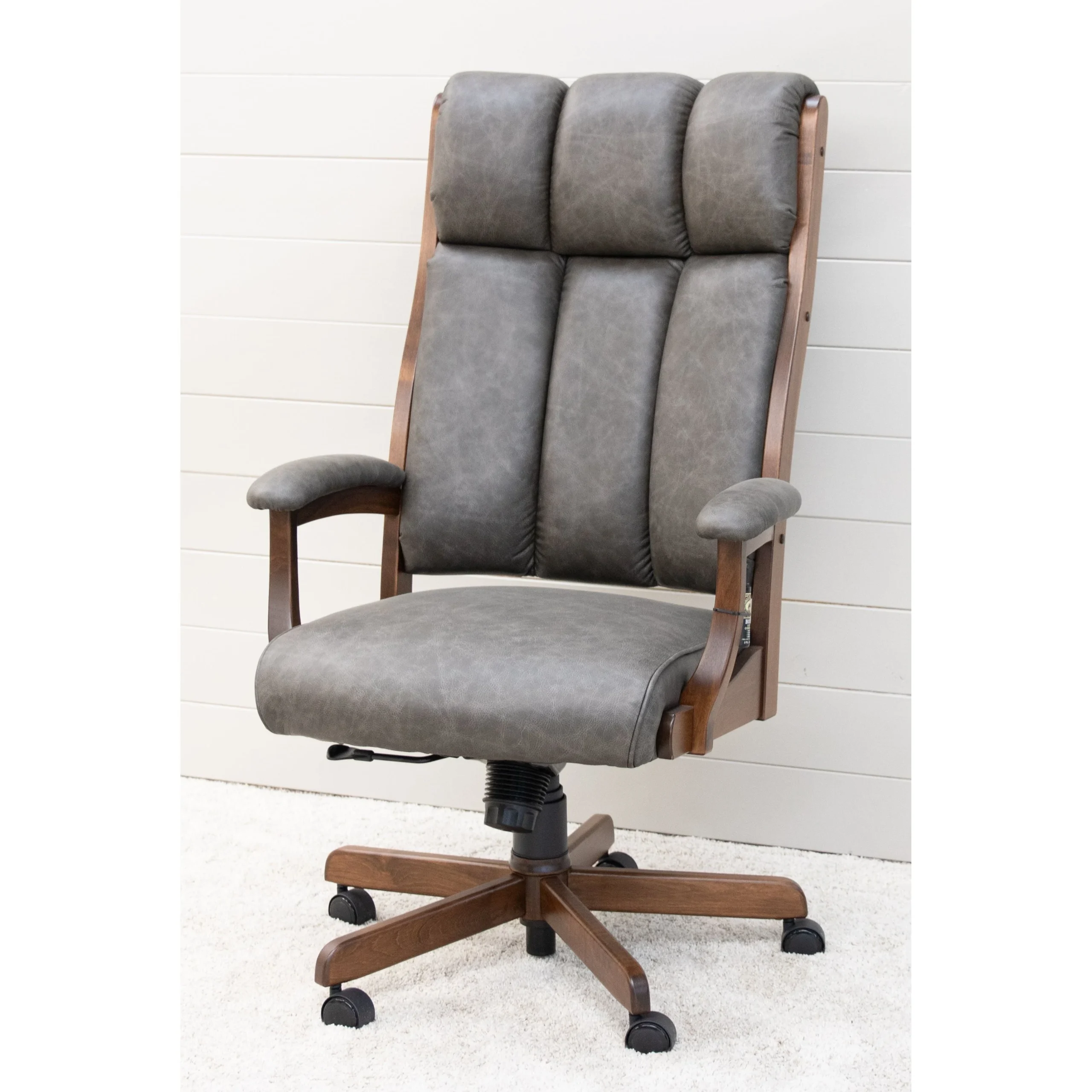 CE58 Clark Executive Grey Leather Office Chair | M-ASB