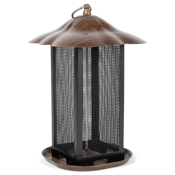 Cherry Woodgrain Heavy Duty Metal Bird Feeder 11 inch*