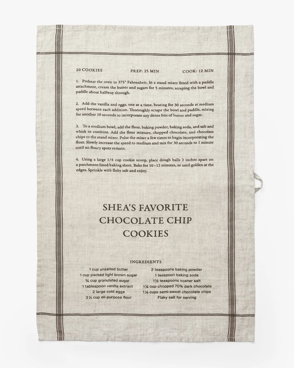Chocolate Chip Recipe Tea Towel