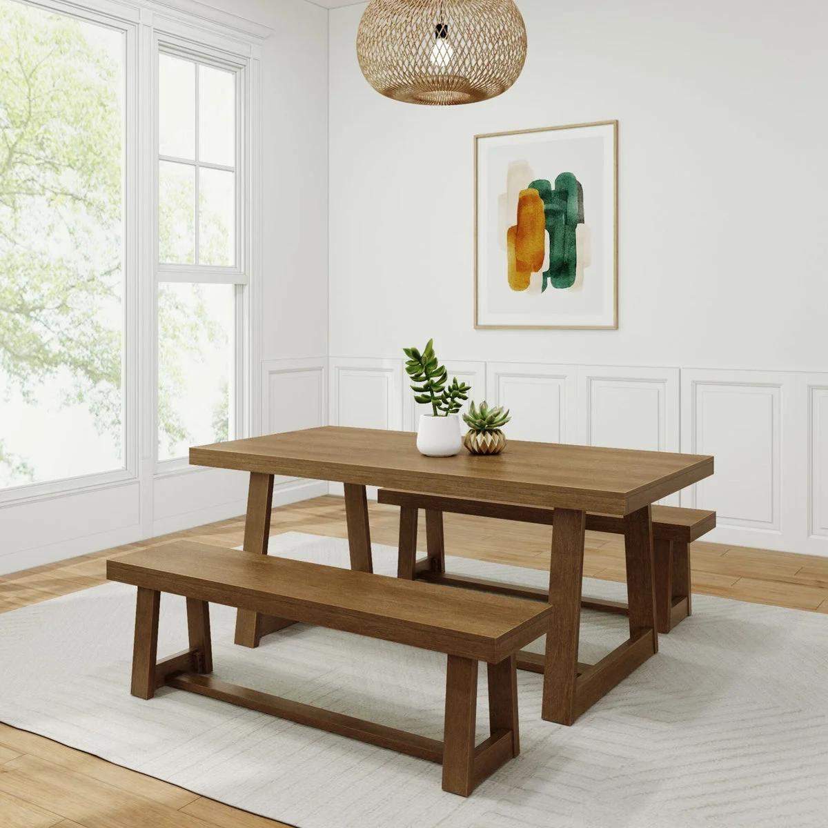 Classic Dining Set with Benches - 72"