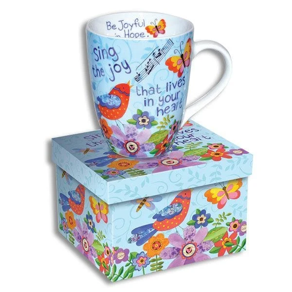Colorful Ceramic Scripture Mug 4.5" 12oz - Sing for Joy to the Lord!