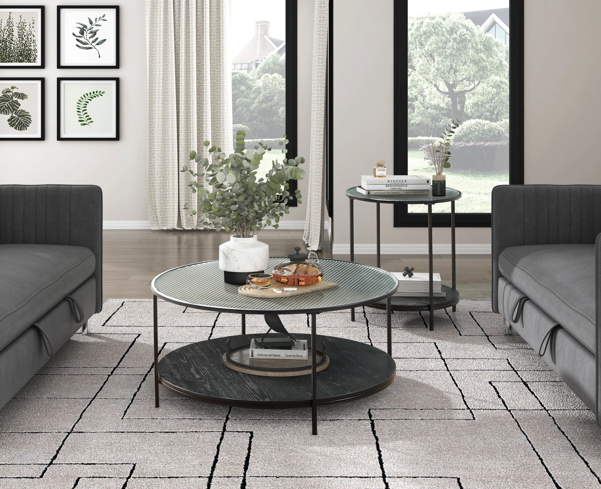 Contemporary 2-Piece Occasional Set with Open Shelving