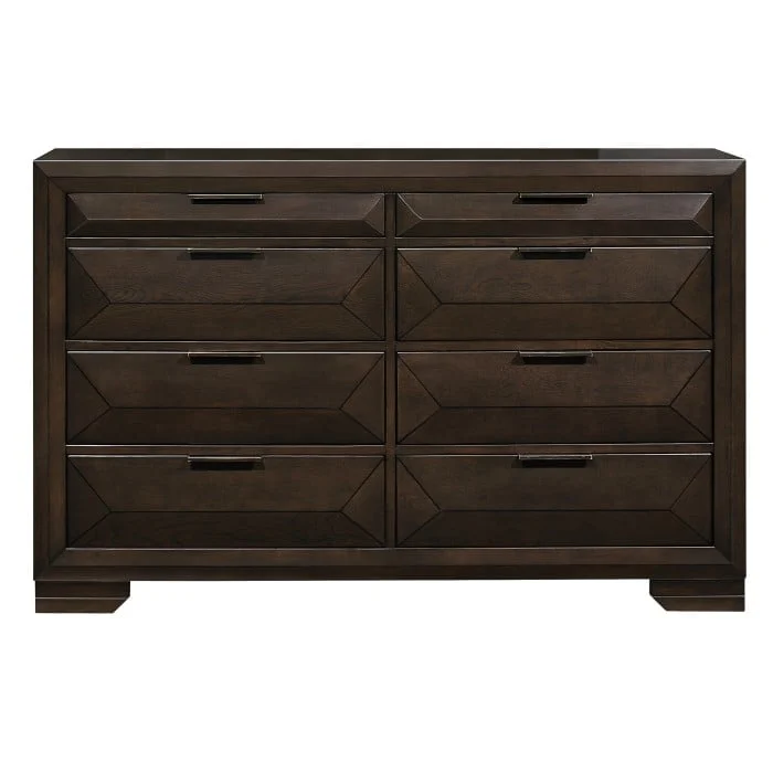 Contemporary 8-Drawer Dresser with Dark Bronze Edge Pulls