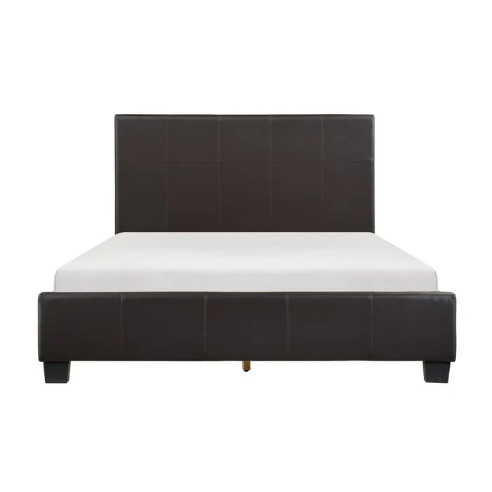 Contemporary California King Platform Bed with Faux Leather Upholstery