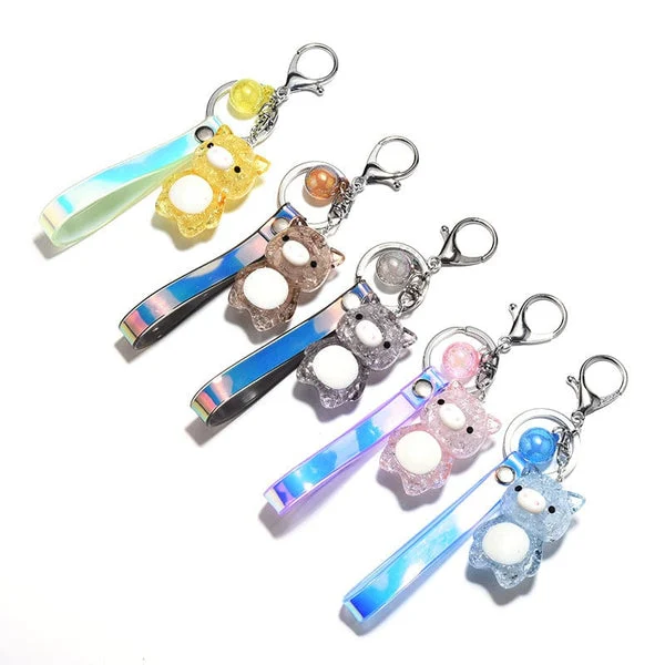 Crackled Acrylic Pig KeyChain, Lights Up!Super Cute for Kids*