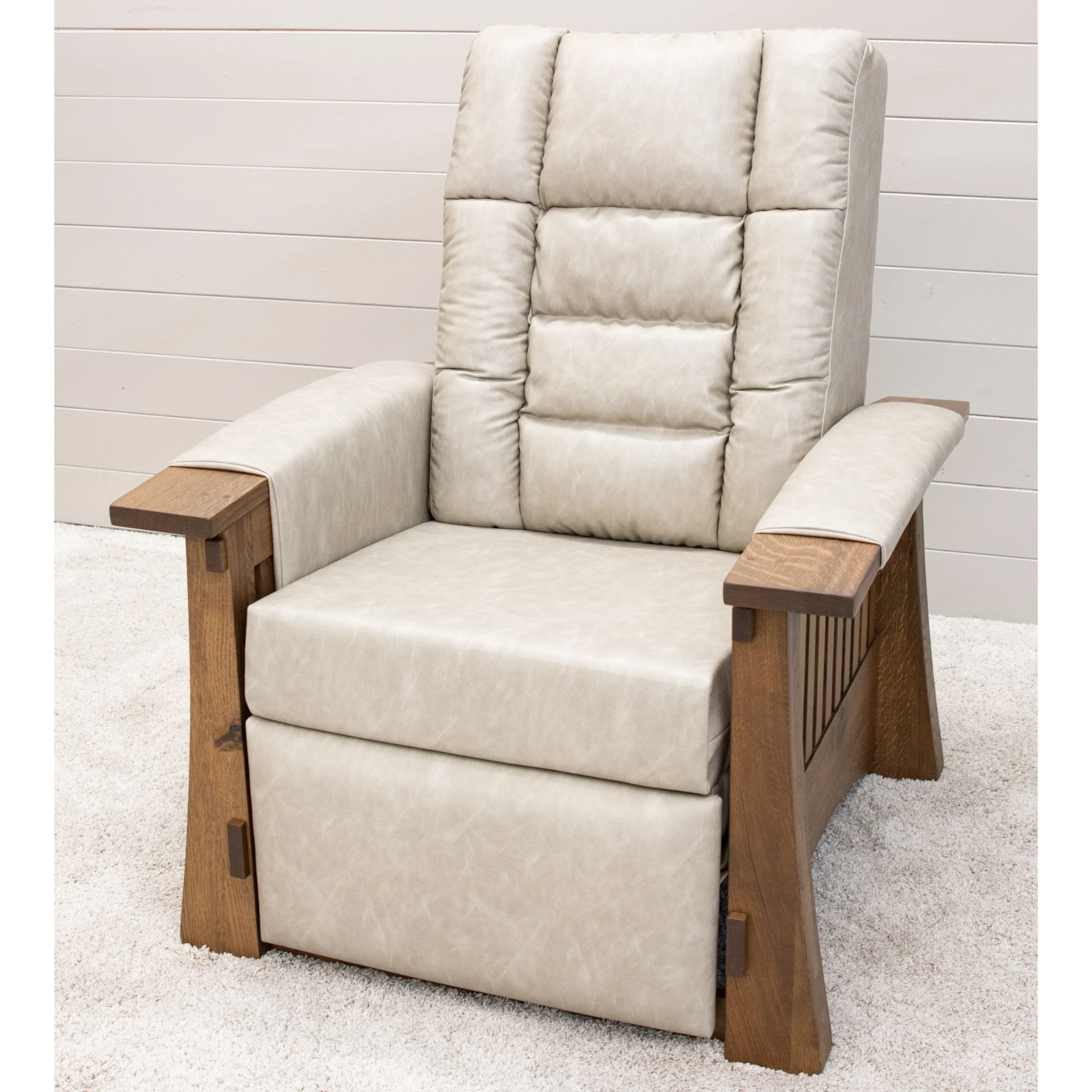 Craftsman Mission Wallhugger Recliner with Quarter Sawn White Oak Wood Arms | 4-148