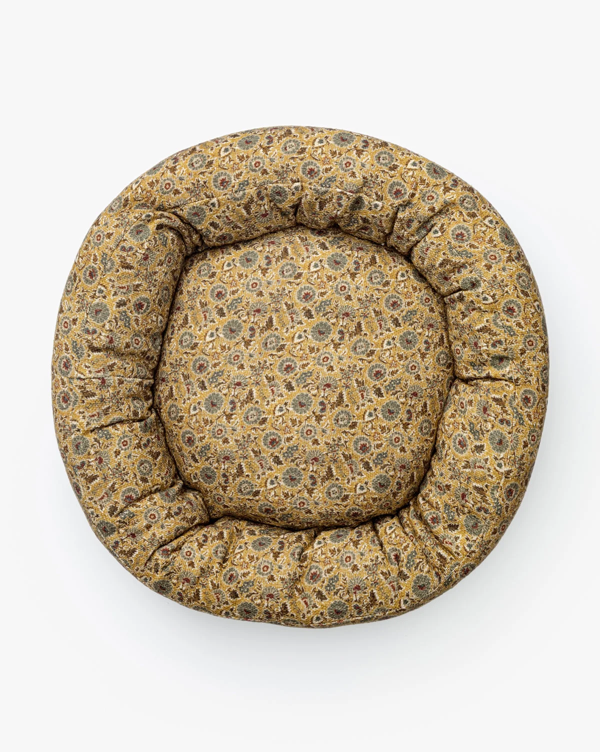 Cream Floral Printed Cotton Pet Bed
