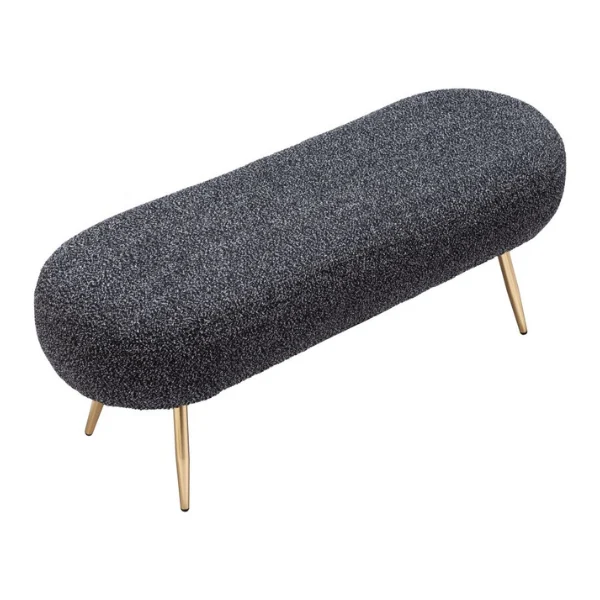 Creek Bench Glitter Black | Black Velvet Seating & Sleek Steel Legs