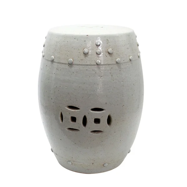 D Vintage White Garden Stool Large By Legends Of Asia