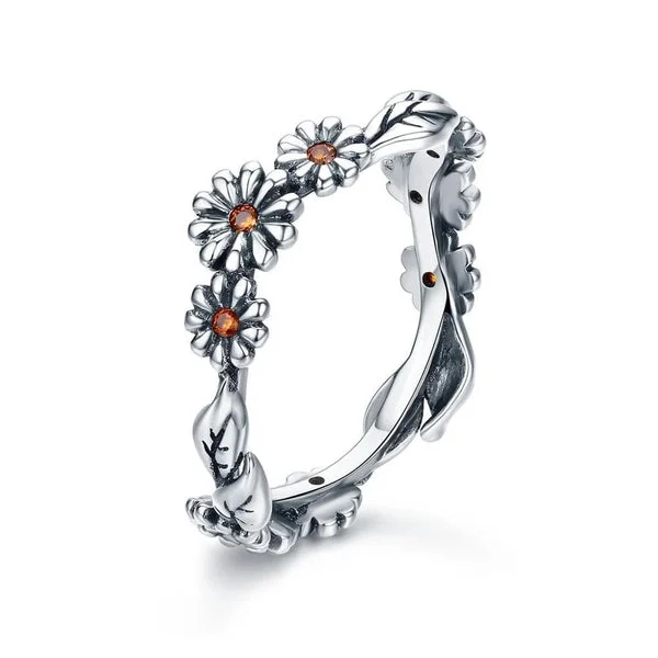 Daisy Freeform Rings Very Unique!Sterling Silver with Cubic Zirconia