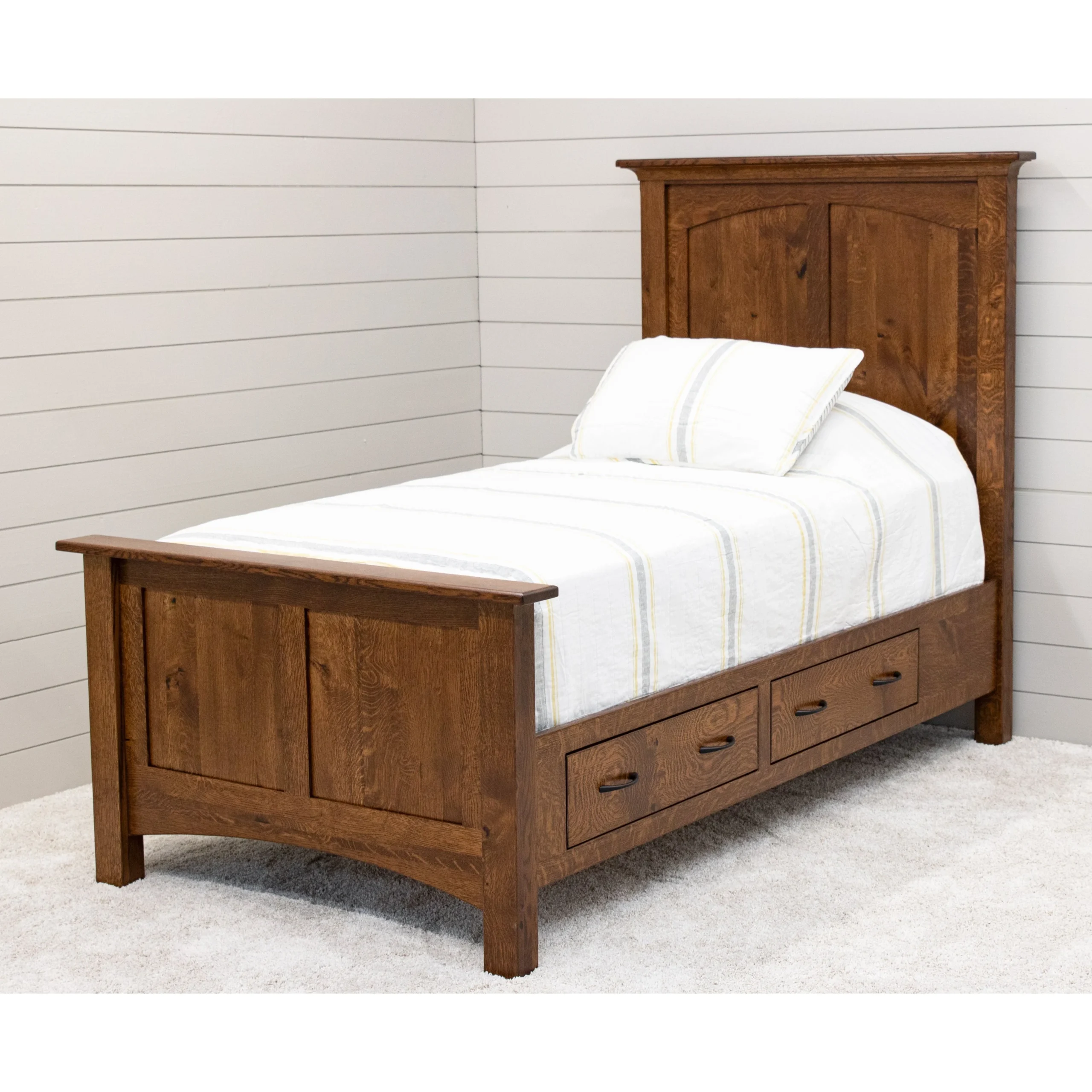 DCF Mission Twin Quarter Sawn White Oak Wood Storage Platform Bed | ASB