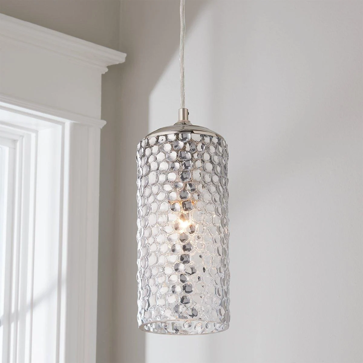 Dimple Cylinder Glass Pendant