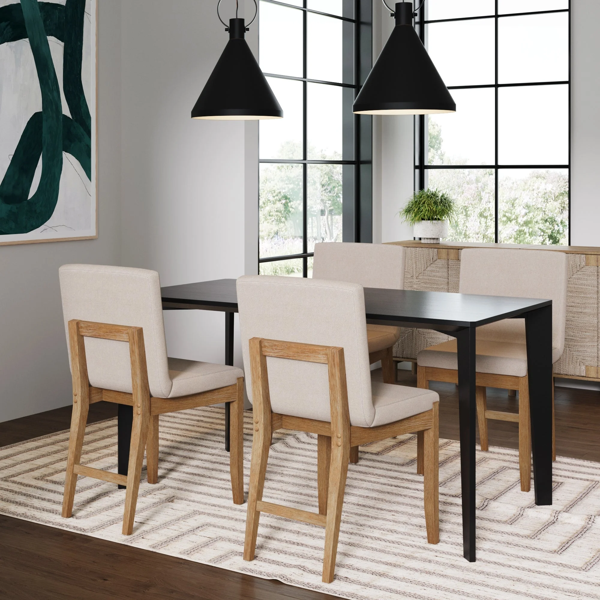 Dining Chairs Brushed Light Brown Flax (Set of 4)