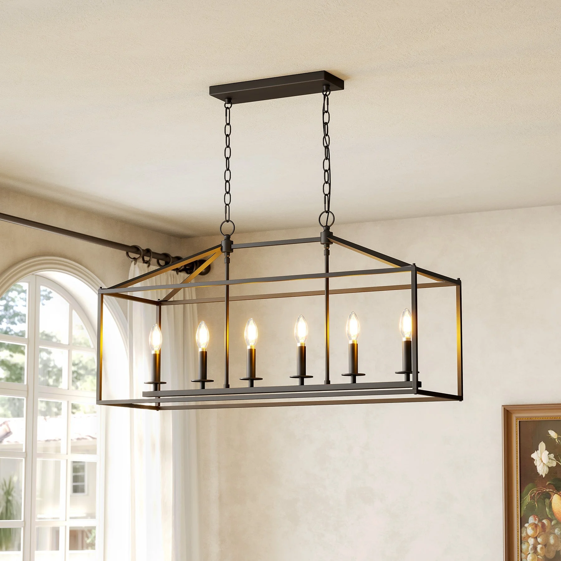 Dining Room Chandelier Light Fixtures, Kitchen 6-Light Candle Holder Pendant Lighting