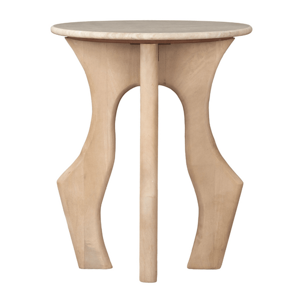 Eda Side Table White & Natural | Marble Surface & Organic Wood Base