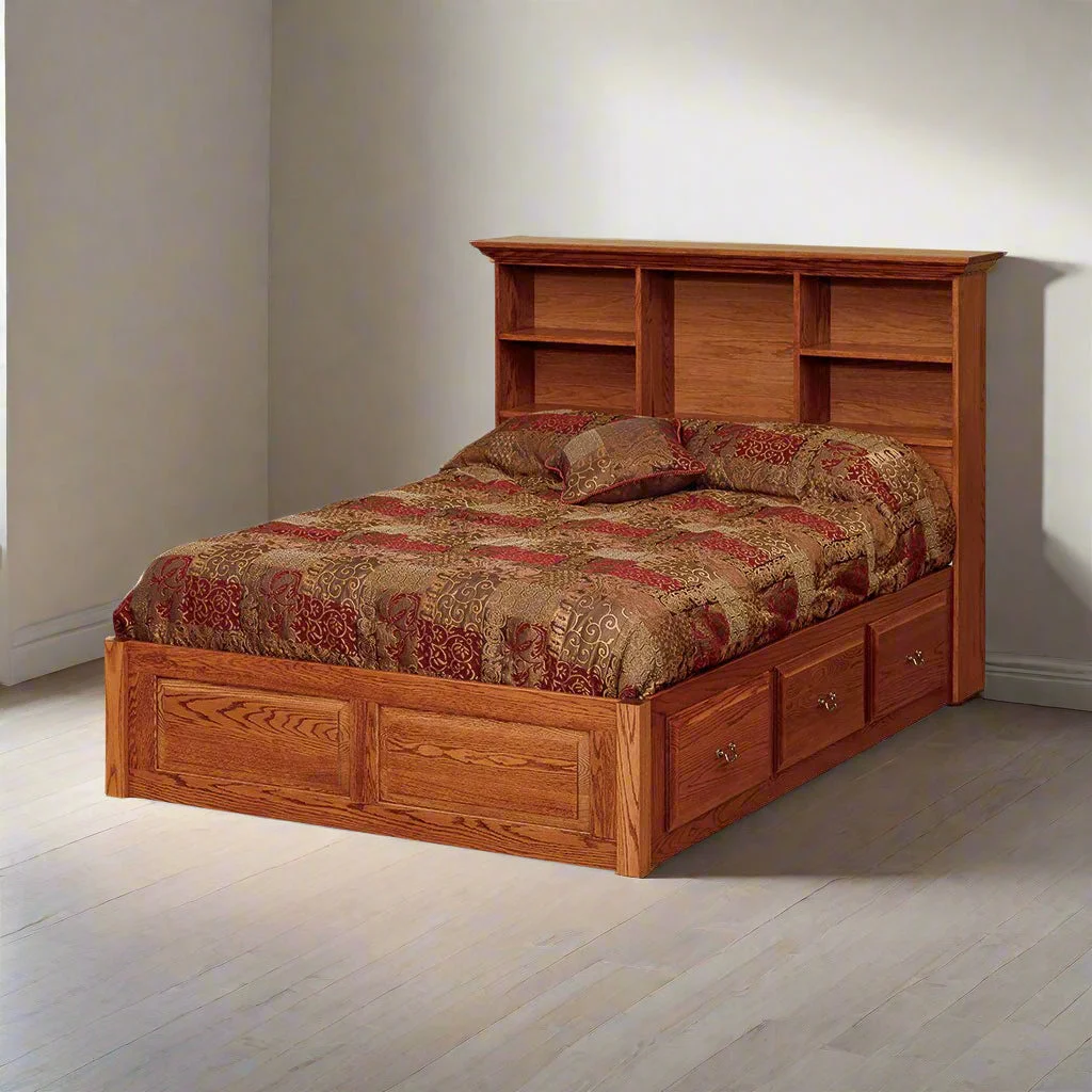 Eden Amish Raised Panel Platform Captain Storage Drawer Bed