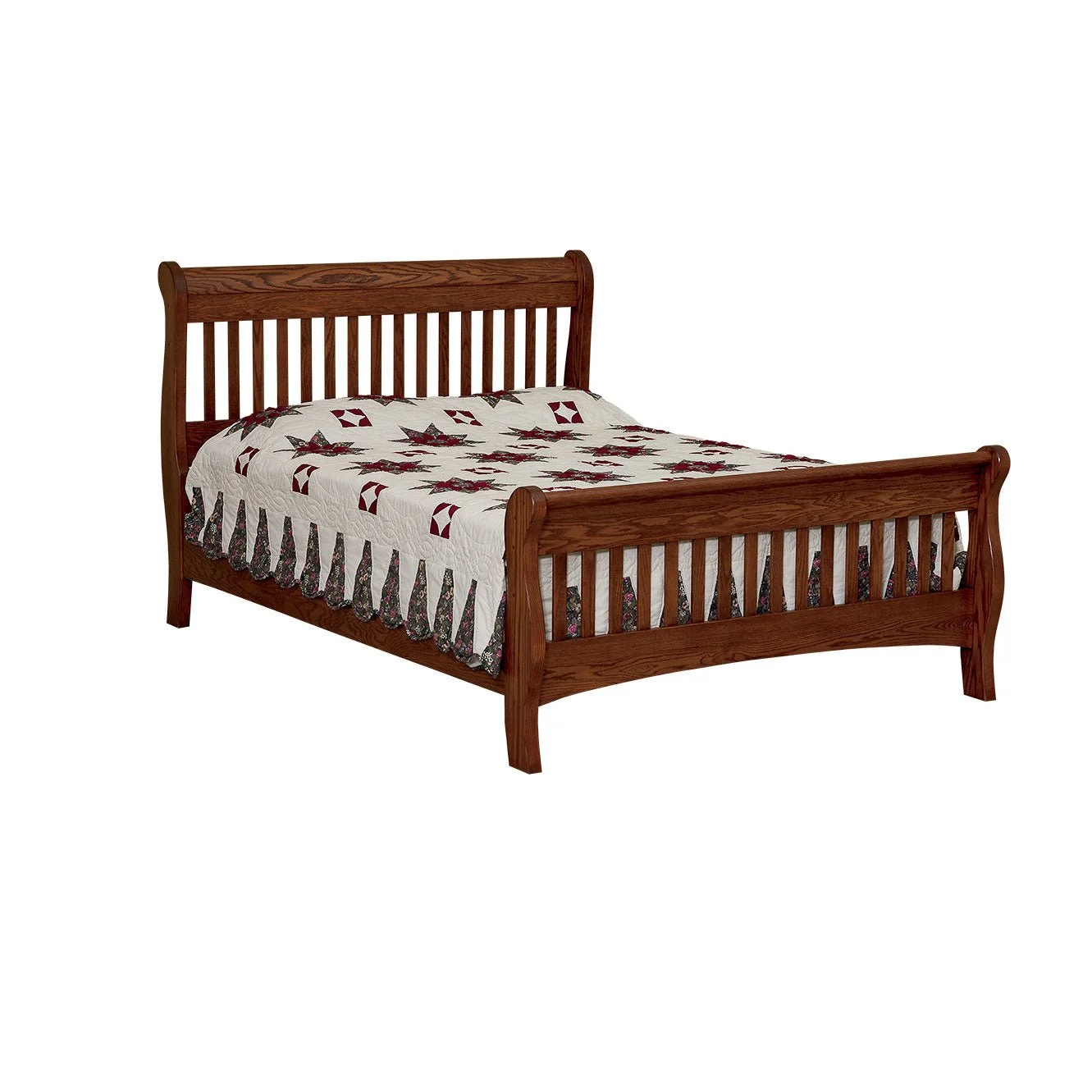 Eden Amish Solid Wood Slatted Picket Sleigh Bed