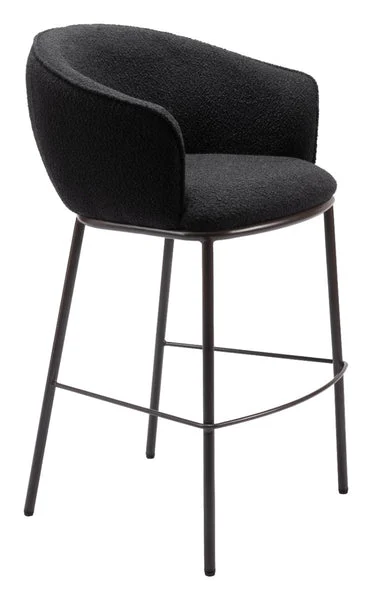 Essen Barstool | Plush Teddy Fabric & Steel Modern Stool