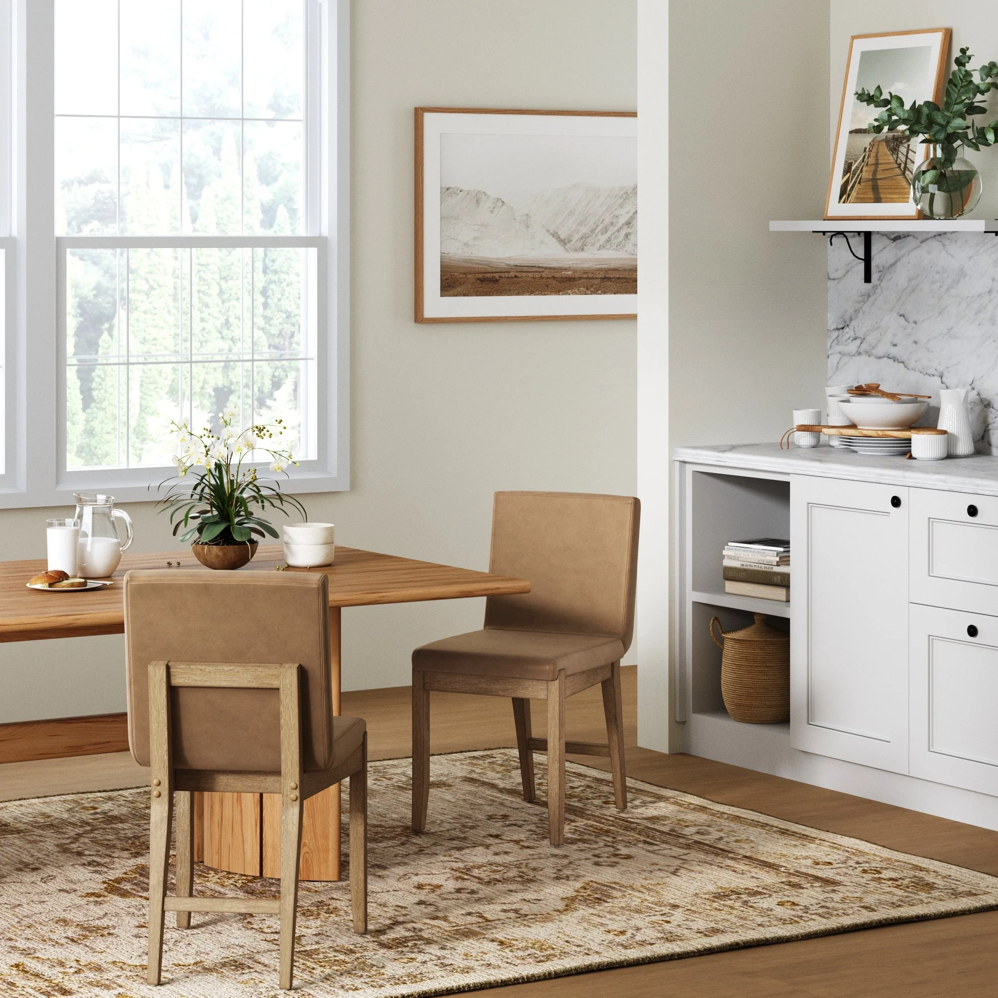 Exposed Back Dining Chair Light Brown (Set of 2)