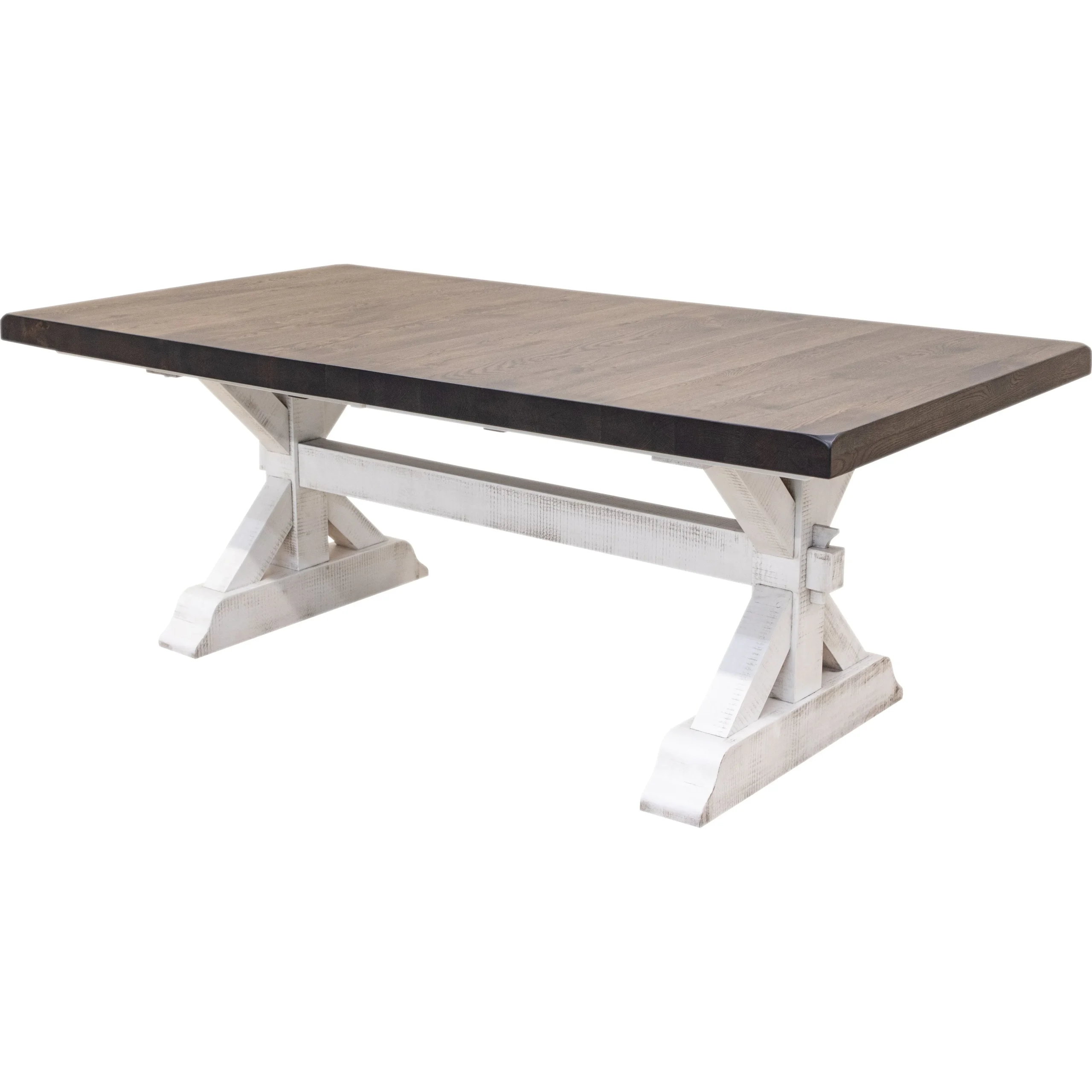 Farmhouse Trestle Large Extending White Oak Dining Table | M-GW&RWO-SB